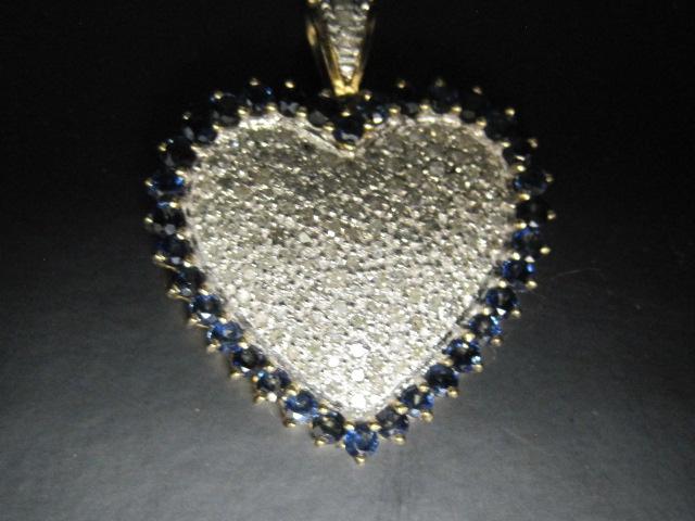 10k Gold Sapphire and Diamond Pendant