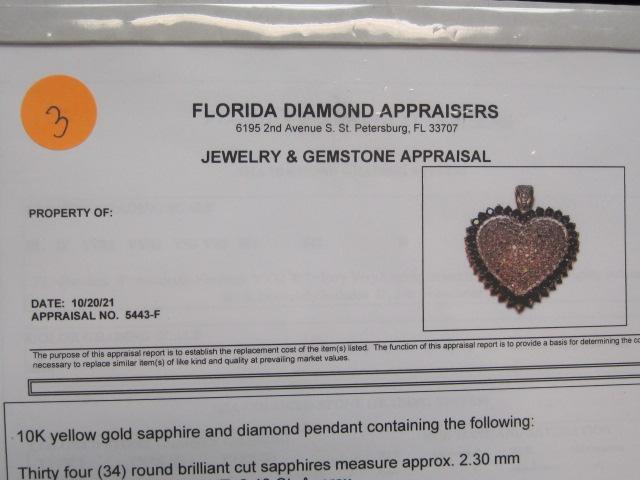 10k Gold Sapphire and Diamond Pendant