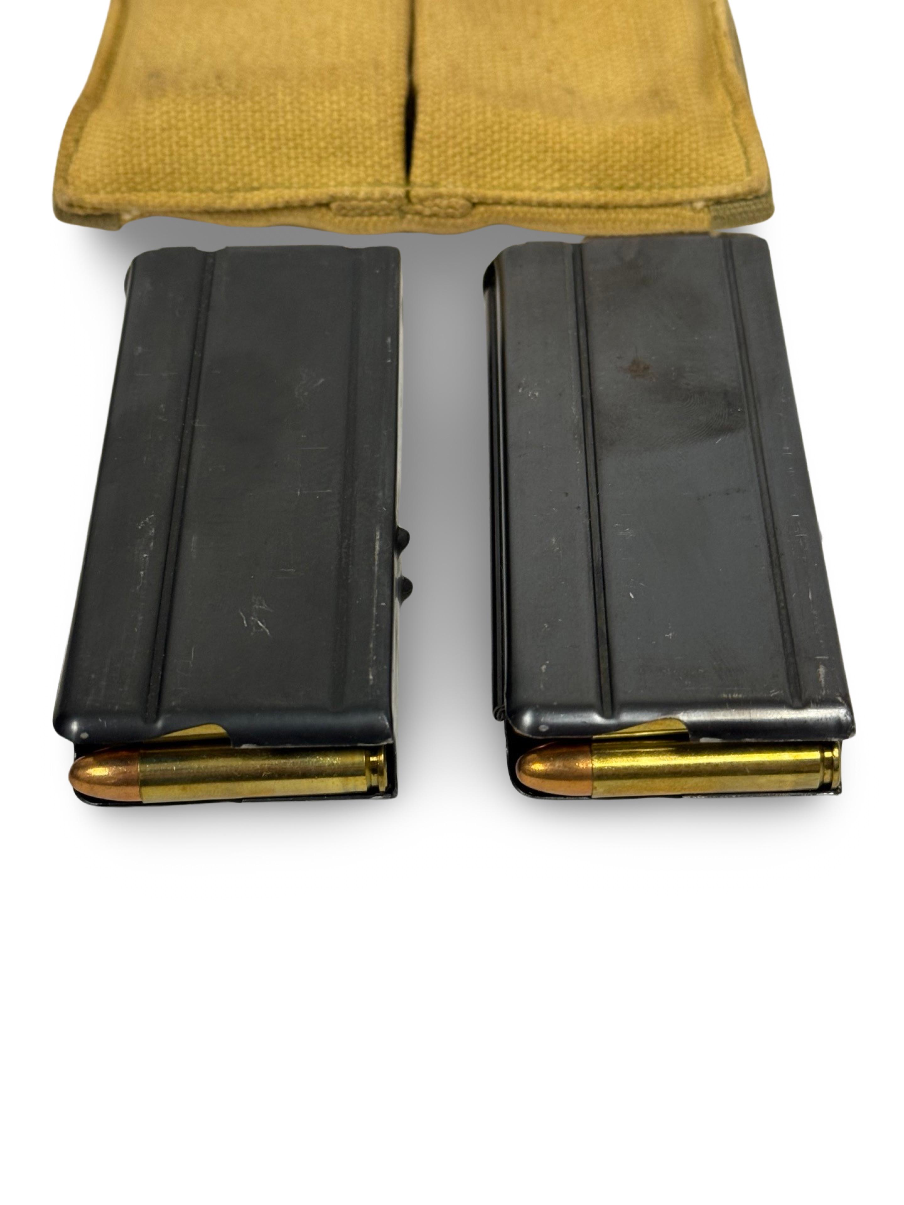 Lot of (4) WWII-Era Fully Loaded M1 Carbine 15rd. Magazines in Pouches