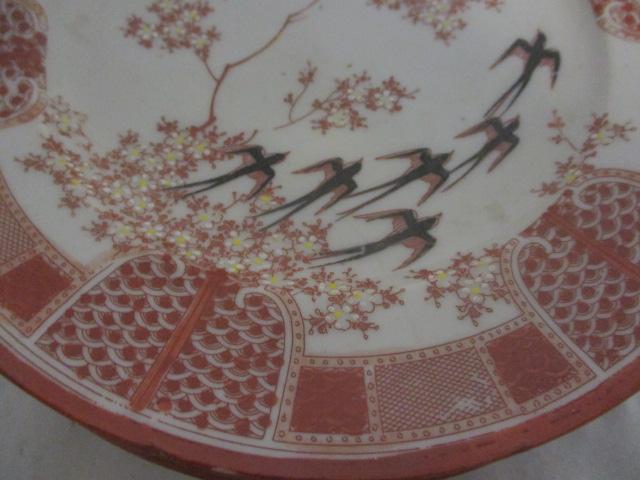 4 Vintage Red and White Oriental Plates