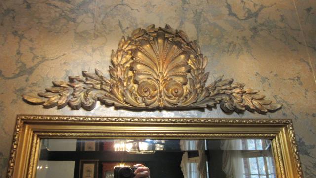 Gilt Beveled Mirror and Gilt Shell Picture/Mirror Topper
