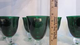 Seven Lenox "Holiday Gem" Emerald Crystal Goblets