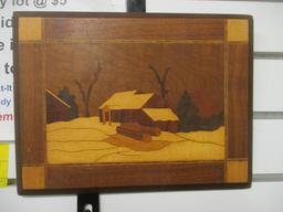 Wood Inlay Cabin Wall Art