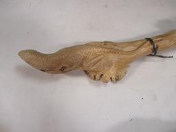 Wood Carved Lizard (11"), Wood Carved Alligator (10")