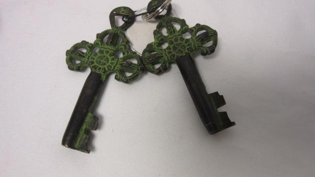 Antique Victorian Tibetan Deity Figural Solid Brass Padlock with Two Keys