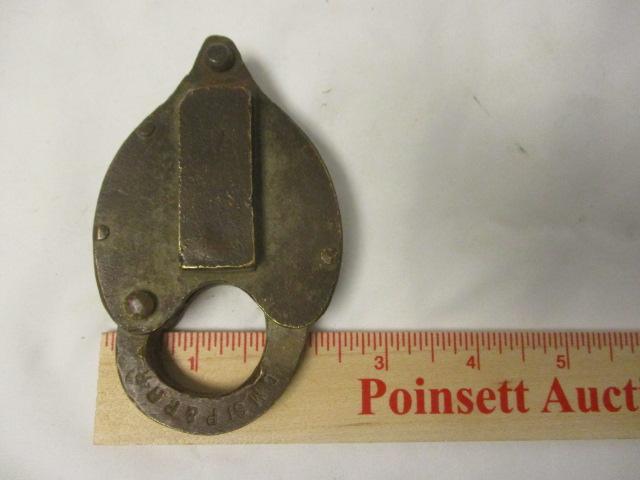 Antique Hansl. Mfg. Co. Chicago, Minneapolis, St. Paul & Pacific Railroad Solid Brass Padlock with K