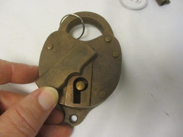 Antique Union Pacific Railroad "UPRR SWITCH" Solid Brass Padlock with Key