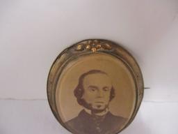 Antique Brass Portrait Brooch