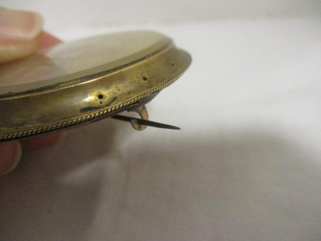 Antique Brass Portrait Brooch