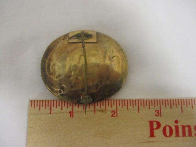 Antique Brass Portrait Brooch