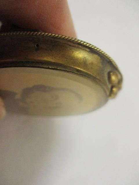 Antique Brass Portrait Brooch