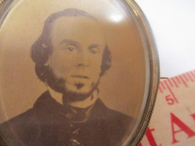Antique Brass Portrait Brooch