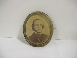 Antique Brass Portrait Brooch