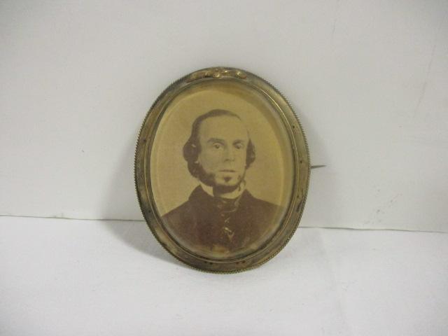 Antique Brass Portrait Brooch