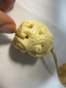 1940's Carved Ivory, Bone and Coral Netsukes