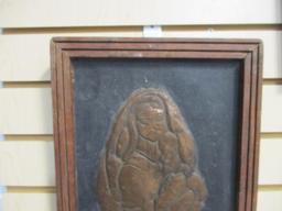 Framed Vintage Madonna and Child Copper Relief