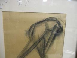 Original Nude Woman Form Charcoal Drawing