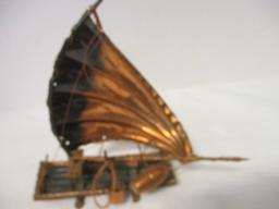 Clakau Copper Chinese Sailboat Sculpture