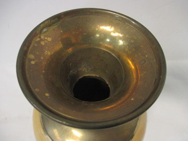 Handpainted Brass Vase with Iris Motif