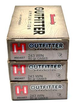 NIB 60rds. Of .243 WIN. 80gr. GMX Hornady Outfitter Ammunition
