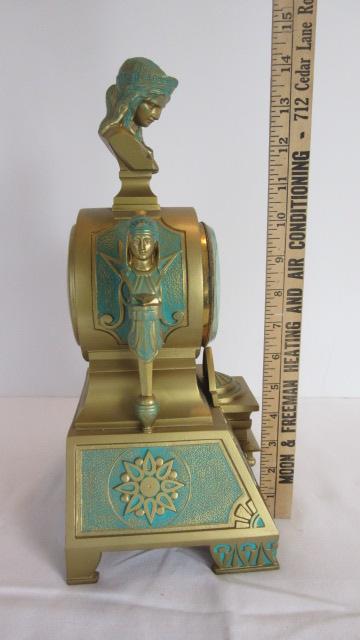 Vintage Restored Seth Thomas Sons & Co. Gilt Cast Metal Figural Clock