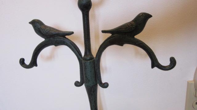 Patina Finish Cast Metal Stand with Birds