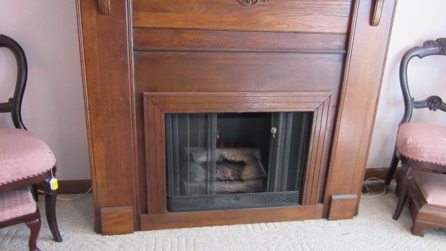 Reclaimed Oak Freestanding Fireplace Surround with Flickering Flame Logs and