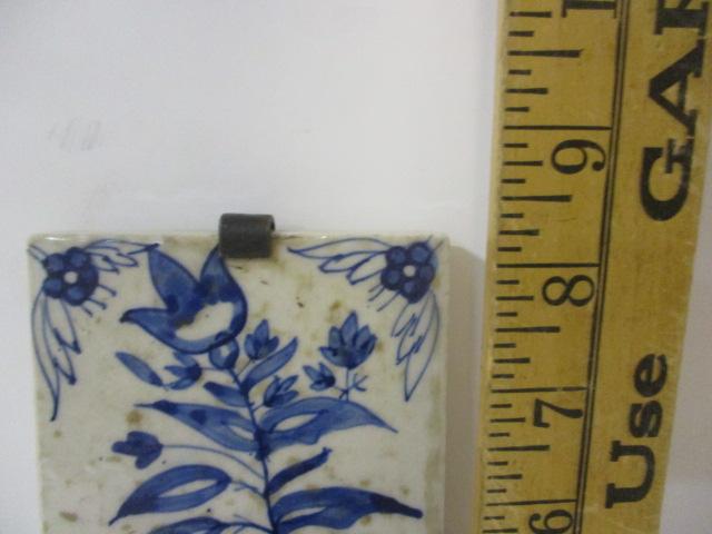 Handpainted Blue/White Tile Candle Wall Sconce