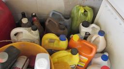 Large Lot of Gas Cans, Chemicals, Anti-Freeze, Cleaners, Oil Products, etc.