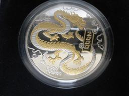 The Monogolian Year if the Dragon .999 Fine Silver 5 oz. Silver Coin