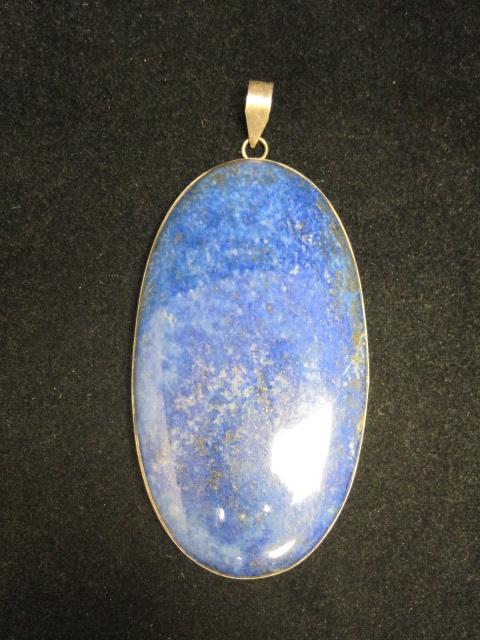 Very Large Lapis Pendant with Sterling Silver Bezel