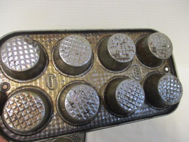 2 Vintage EKCO USA Ovenex 8-Cup Muffin Baking Tins