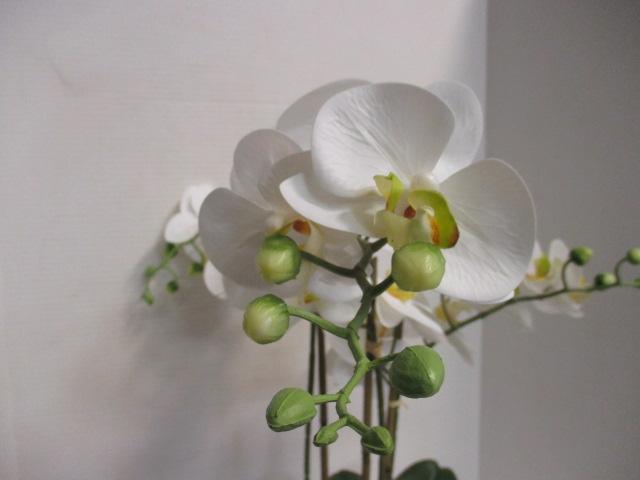 Artificial White Orchids in Gray Pot