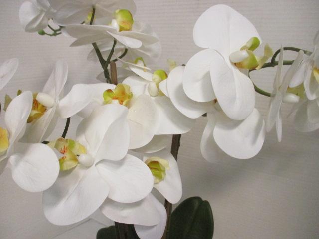 Artificial White Orchids in Gray Pot
