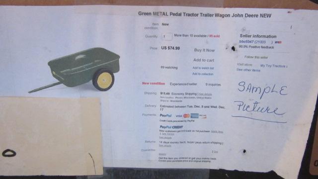 New Old Stock 1999 Ertl John Deere Steel Trailer for Pedal Car in Original Box