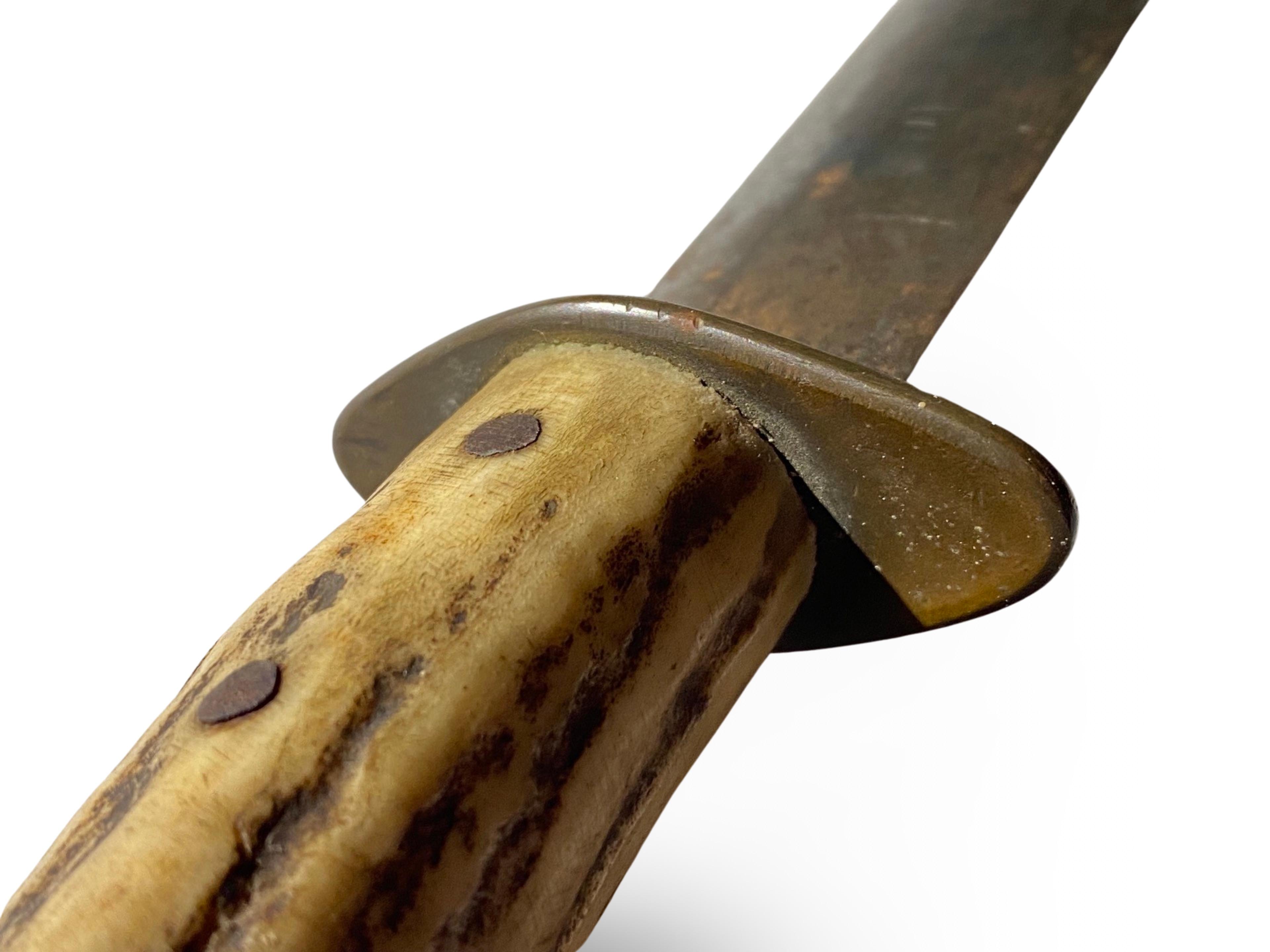Rare WWII USMC “NOUMEA NEW CALEDONIA” Stag Grip Fighting Knife w/ Sheath