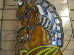 Horse Head Stained Glass Panel