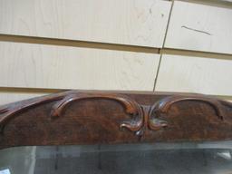 Antique Tiger Oak Beveled Foyer Mirror with Coat Hooks