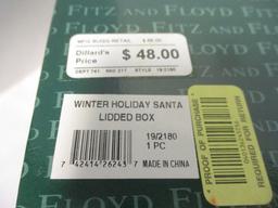 Fitz and Floyd Classics Winter Holiday Santa Lidded Box in Original Box