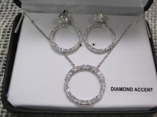 Sterling Silver Chain with Pendant and Earrings