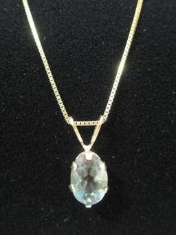 10k Gold 18" Chain with 14k Gold Labradorite Pendant