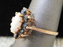 14k Gold Opal and Sapphire Ring