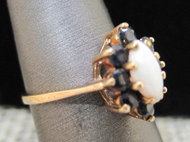 14k Gold Opal and Sapphire Ring