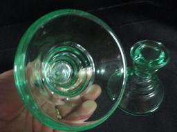 Pair of Green Vaseline/Uranium Glass Candle Holders