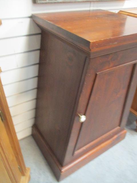 Tapered Dark Stained Pine Single Door Cabinet