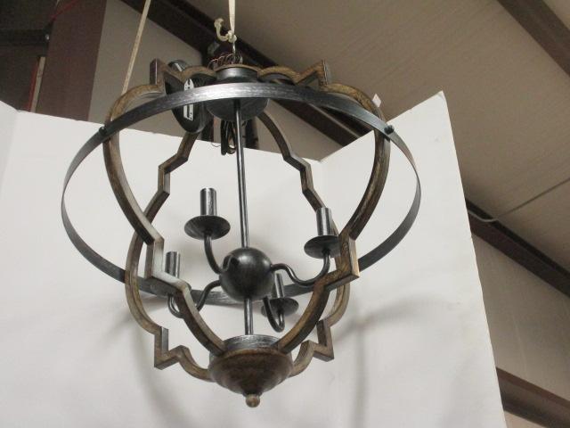 Bronzed 4 Arm Cage Chandelier