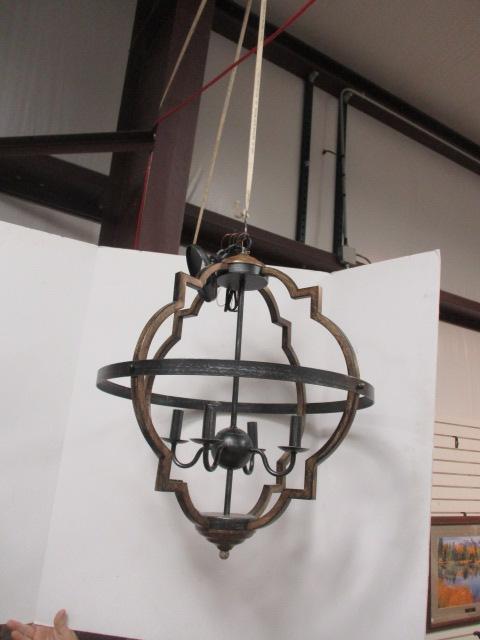 Bronzed 4 Arm Cage Chandelier