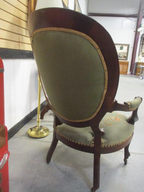 Carved Victorian Armchair with Needlepoint Seat/Back