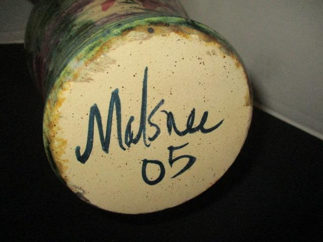 Malsnee Signed Hand Turned Studio Pottery Vase