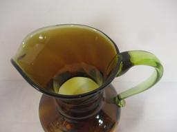 Hand Blown Green Art Glass Pitcher